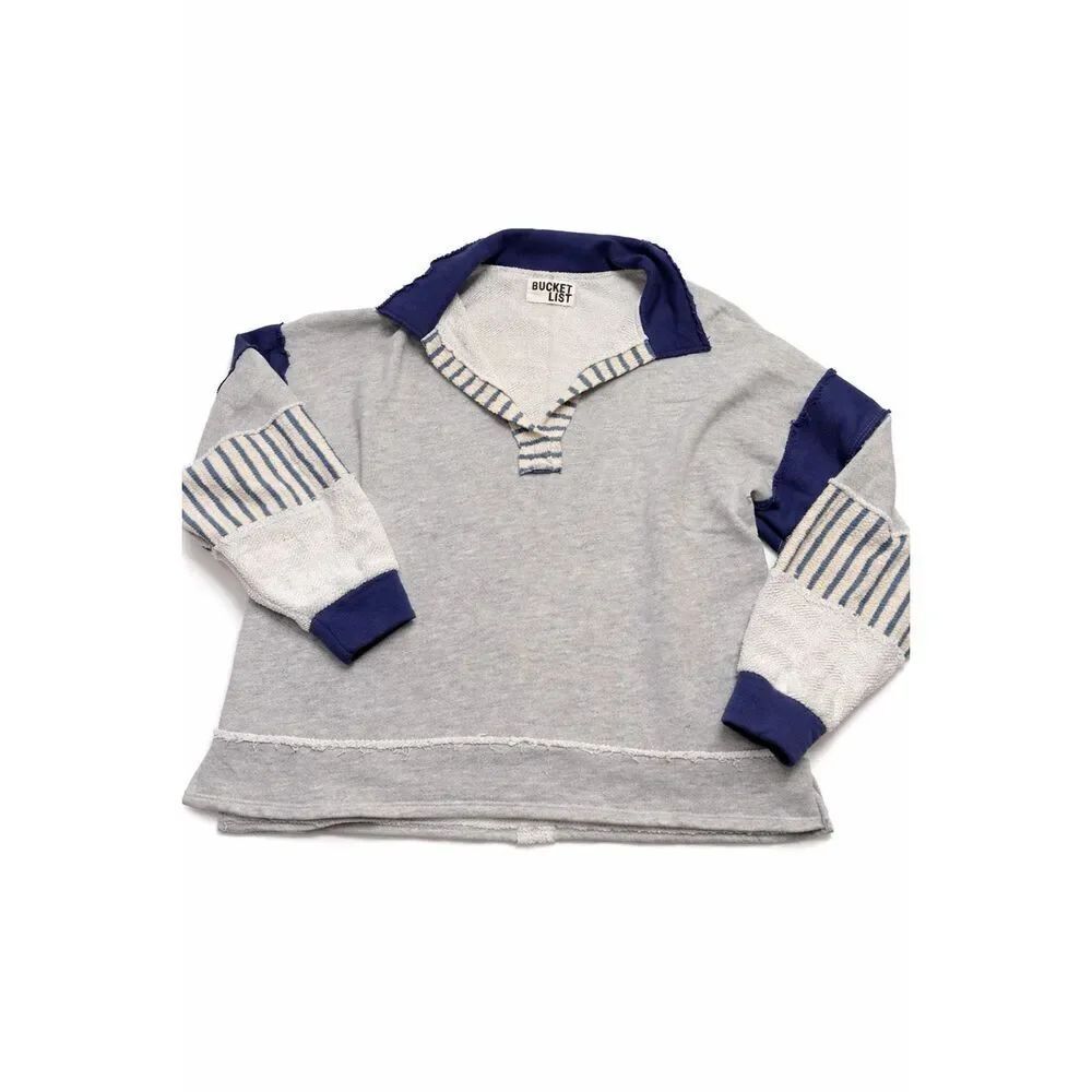 Bucket List Long Sleeve Polo Sweatshirt Size Small